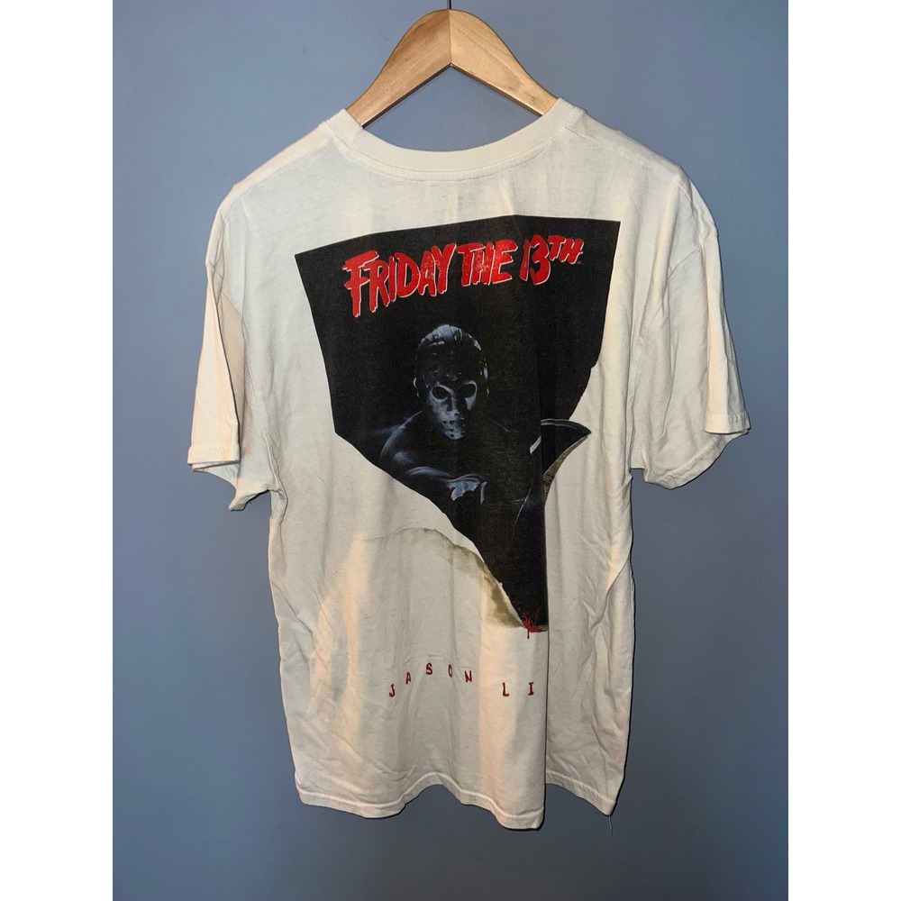 Friday the 13th Jason Lives Graphic T-Shirt Mens Large Cream Horror Movie Tee